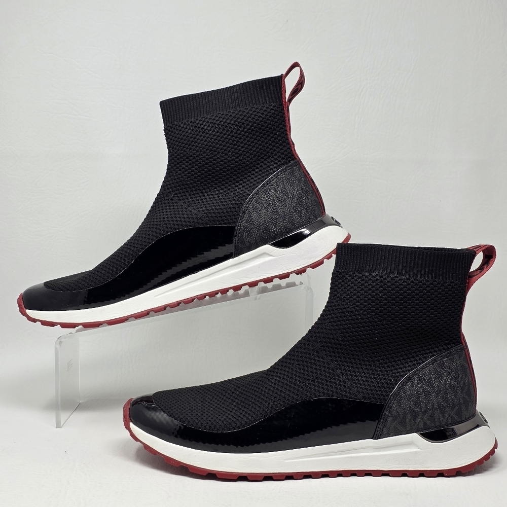 Michael Kors Bodie Bootie Wedge Stretch Knit High Top Sneaker Black Size 10M - Picture 3 of 10
